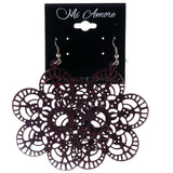 Sparkling Glitter Flower Dangle-Earrings Brown Color  #LQE4037