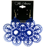 Sparkling Glitter Flower Dangle-Earrings Blue Color  #LQE4039