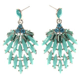 Faceted Drop-Dangle-Earrings With Crystal Accents Blue & Green Colored #LQE4043