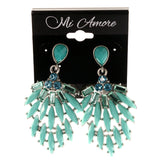 Faceted Drop-Dangle-Earrings With Crystal Accents Blue & Green Colored #LQE4043