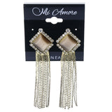 Gold-Tone & Brown Metal -Dangle-Earrings tassel Accents #LQE4051