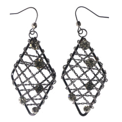 Wire Wrap Dangle-Earrings With Crystal Accents  Bronze-Tone Color #LQE4055