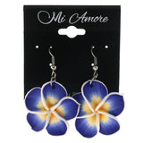 Flower Dangle-Earrings Blue & Orange Colored #LQE4056