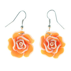 Flower Dangle-Earrings Orange & White Colored #LQE4057