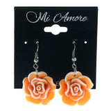 Flower Dangle-Earrings Orange & White Colored #LQE4057