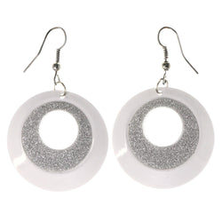 Sparkling Glitter Dangle-Earrings White & Silver-Tone Colored #LQE4063