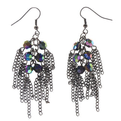 AB Finish Dangle-Earrings With tassel Accents  Black Color #LQE4072