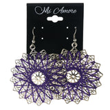 String Art Dangle-Earrings Silver-Tone & Purple Colored #LQE4074