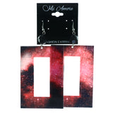 Outer Space Galaxy Dangle-Earrings Bead Accents Black & Red #LQE4078