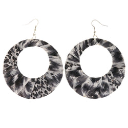 Glitter Cheetah Print Dangle-Earrings Black & White Colored #LQE4080