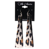Cheetah Print Dangle-Earrings Silver-Tone & Brown Colored #LQE4084