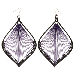 String Art Dangle-Earrings Black & Purple Colored #LQE4086