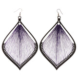 String Art Dangle-Earrings Black & Purple Colored #LQE4086