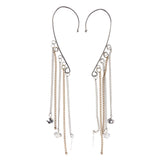 Tassel Ear-Wraps With Bead Accents Silver-Tone & Gold-Tone Colored #LQE4087