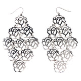 Rose Dangle-Earrings Silver-Tone Color  #LQE4089