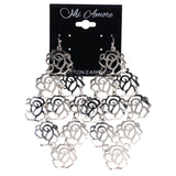 Rose Dangle-Earrings Silver-Tone Color  #LQE4089