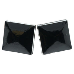 Square Metal Stud-Earrings Black