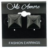 Square Metal Stud-Earrings Black