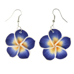 Flower Dangle-Earrings Blue & Orange Colored #LQE4096