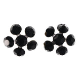 Flower Stud-Earrings With Bead Accents Black & Silver-Tone Colored #LQE4099