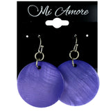 Simple Dangle-Earrings Purple & Silver-Tone Colored #LQE4101