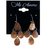 Peach & Silver-Tone Colored Shell Chandelier-Earrings #LQE4108
