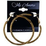 Textured Hoop-Earrings Gold-Tone Color  #LQE4112