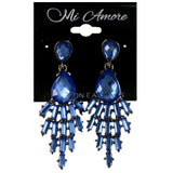 Blue & Silver-Tone Metal Dangle-Earrings Crystal Accents
