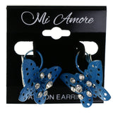 Butterfly Dangle-Earrings Crystal Accents Blue & Silver-Tone #LQE4114