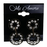 Black & Silver-Tone Metal -Dangle-Earrings Crystal Accents #LQE4120
