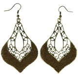 Antique Finish Filigree Dangle-Earrings Bead Accents Gold-Tone Color #LQE4121
