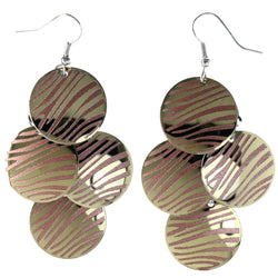 Zebra Stripes Chandelier-Earrings Gold-Tone & Pink Colored #LQE4123