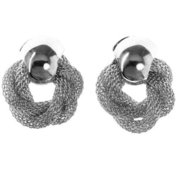 Braided Stud-Earrings Silver-Tone Color  #LQE4128