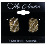 Antique Finish Stud-Earrings Crystal Accents Gold-Tone & Silver-Tone