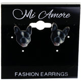 Dog  Stud-Earrings Black & White Colored #LQE4131