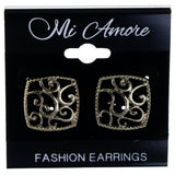 Filigree Stud-Earrings Gold-Tone Color  #LQE4132