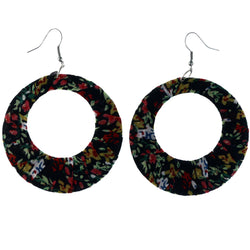 Flower Glitter Dangle-Earrings Black & Multi Colored #LQE4145