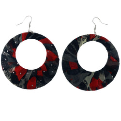 Glitter Dangle-Earrings Red & Gray Colored #LQE4147