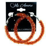 AB Finish Hoop-Earrings With Bead Accents  Orange Color #LQE4151