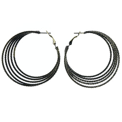 Antique Finish Hoop-Earrings Gold-Tone & Black Colored #LQE4155