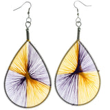 String Art Dangle-Earrings Purple & Yellow Colored #LQE4166