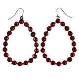 Red & Gold-Tone Colored Metal Dangle-Earrings With Crystal Accents #LQE4170