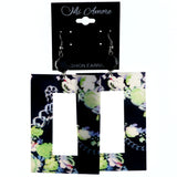 Flower Chain Dangle-Earrings With Bead Accents Black & Multi Colored #LQE4172