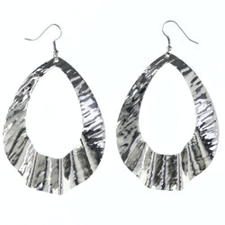 Textured Dangle-Earrings Silver-Tone Color  #LQE4176