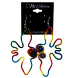 Rainbow Bird Outline Dangle-Earrings Colorful #LQE4180