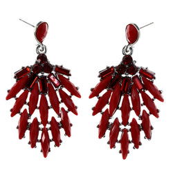Red & Silver-Tone Metal -Dangle-Earrings Crystal Accents #LQE4184