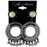 White & Silver-Tone Metal -Dangle-Earrings Crystal Accents #LQE4185