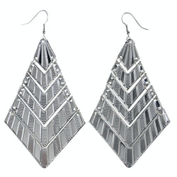 Textured Stripes Dangle-Earrings Silver-Tone Color  #LQE4190