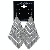 Textured Stripes Dangle-Earrings Silver-Tone Color  #LQE4190