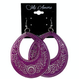 Filigree Flower Dangle-Earrings Pink & Silver-Tone Colored #LQE4191